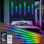 RGB+IC Led Recessed Lighting Kit Wall Panel Lights, 6PCS Smart Color Chasing Wood Slat LED Lights with Alexa & WiFi APP Control, DIY RGB Strip Lighting for Acoustic Panels, Game Room